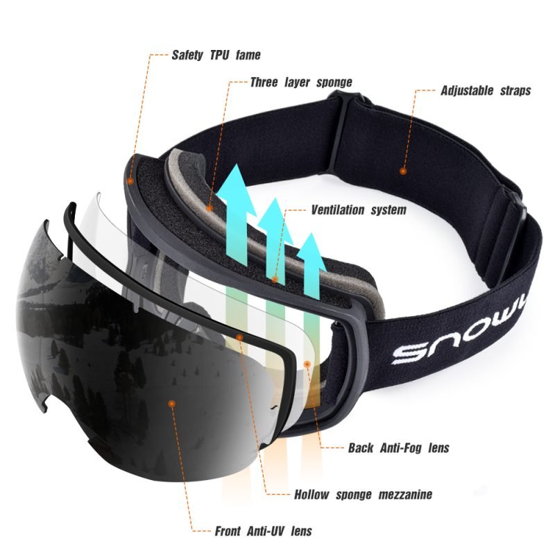 New double-layer anti-fog ski goggles, mountaineering ski goggles, men's and women's snow glasses card myopia - Image 6